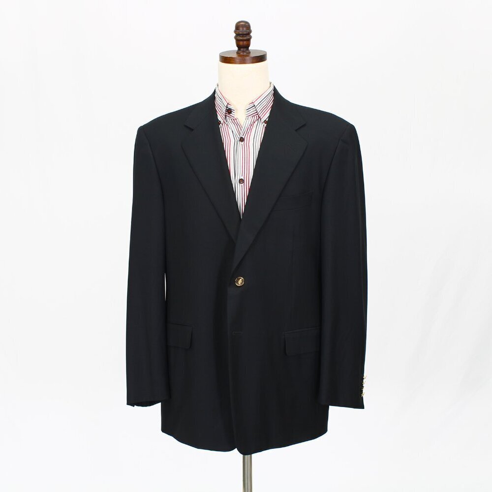 Pal Zileri 46R Black Solid 2-Button Sport Coat Blazer Jacket P423